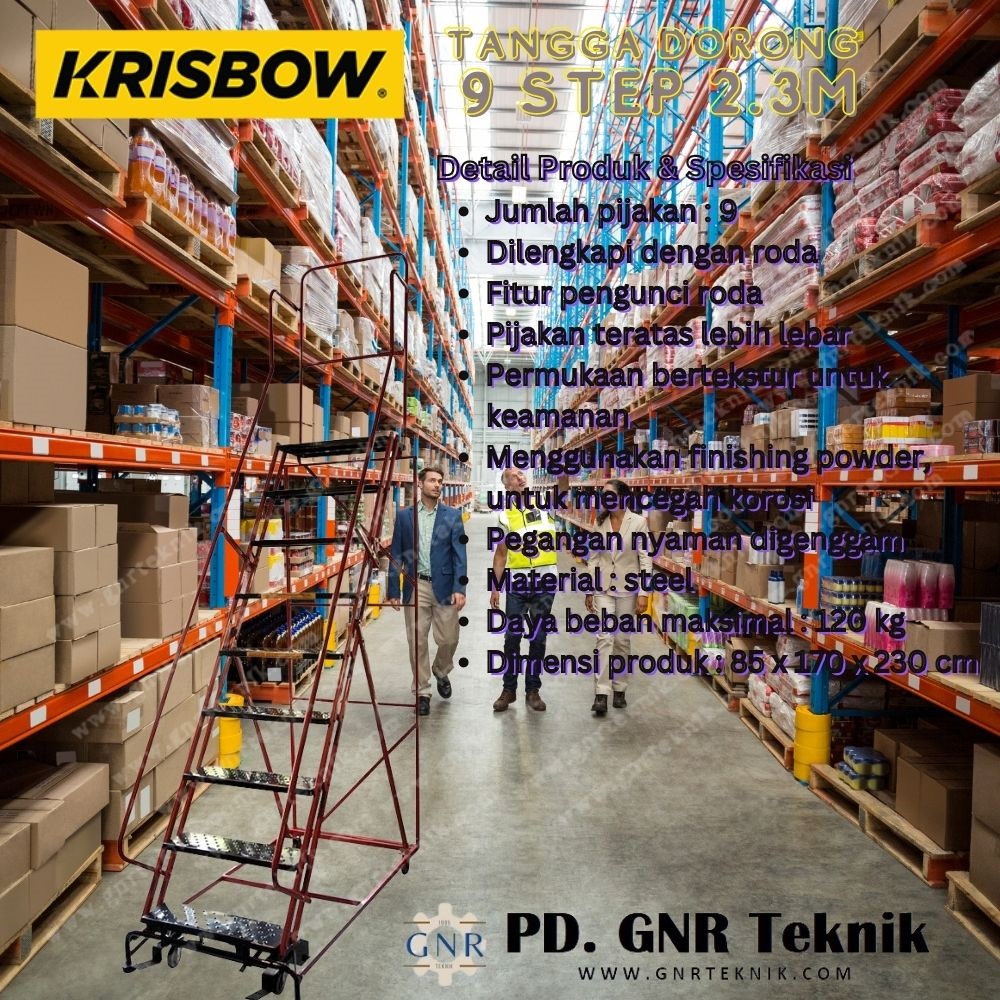 Krisbow Tangga Dorong 9 Step 2,3 M - Merah