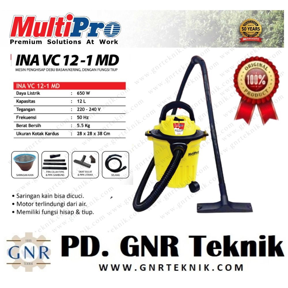 INA VC12-1 MD Vacuum Cleaner 12 L WET & DRY